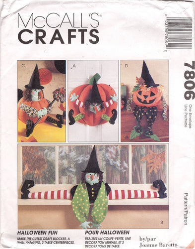 1990's McCall's Pumpkin and Witch Decor pattern - No. 7806