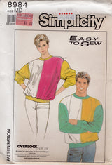 1980's Simplicity Color Block Sweatshirt Pattern - Bust 38-40" - no. 8984