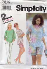 1990’s Simplicity 2 Hour Shirt, Skirt, Pants or Shorts Pattern - Bust 30.5-38" - No. 7819