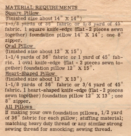 1960's Mail Order Smocked Pillow Set Pattern - No. 783