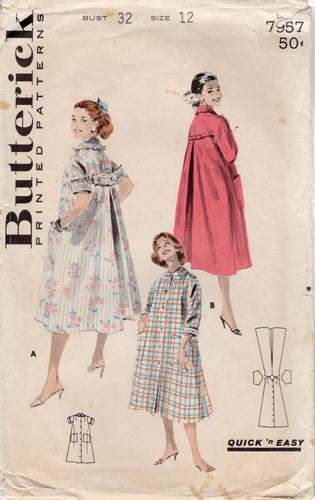 1950's Butterick Flared Duster Coats - Bust 32
