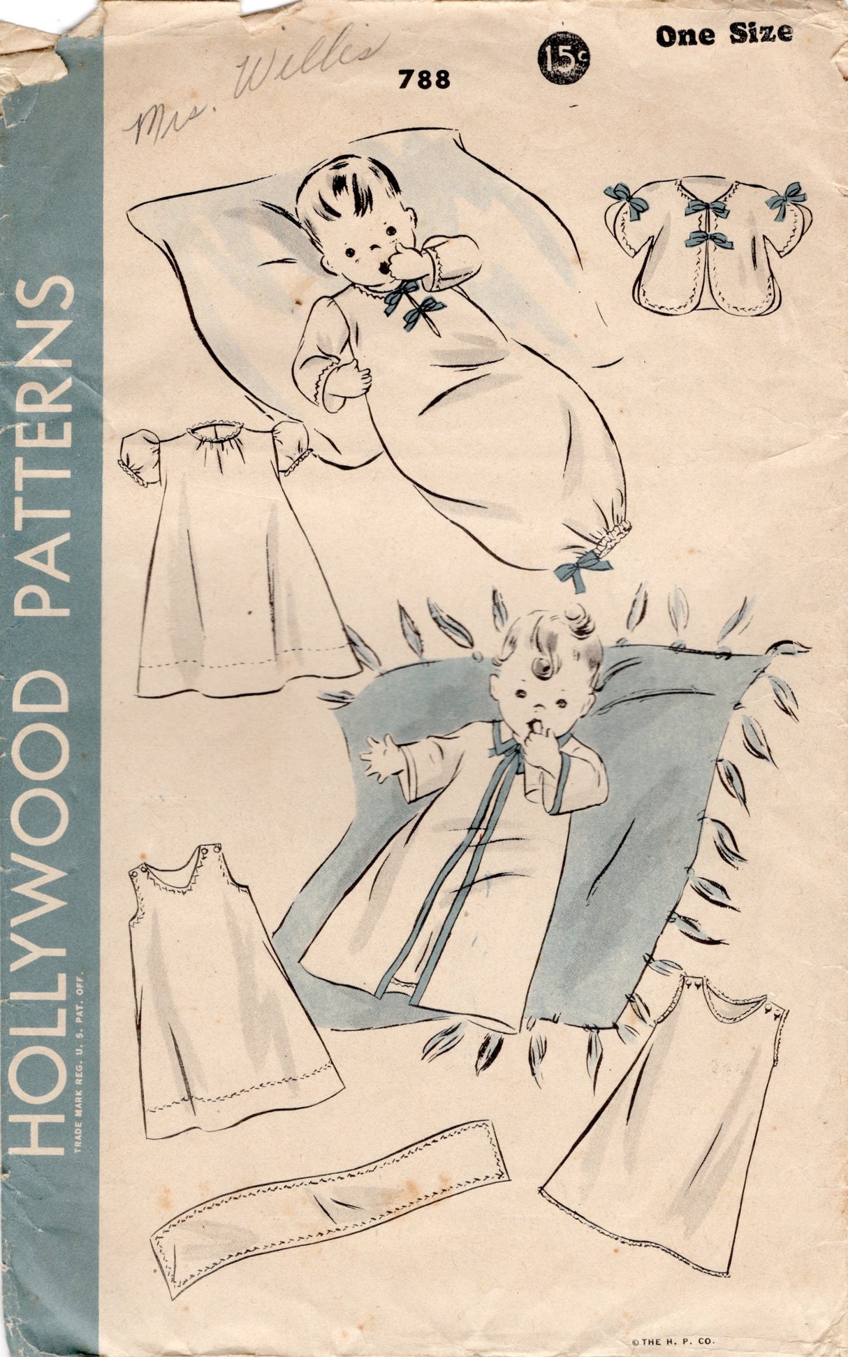 1940's Hollywood Infant Layette pattern - One Size - No. 788