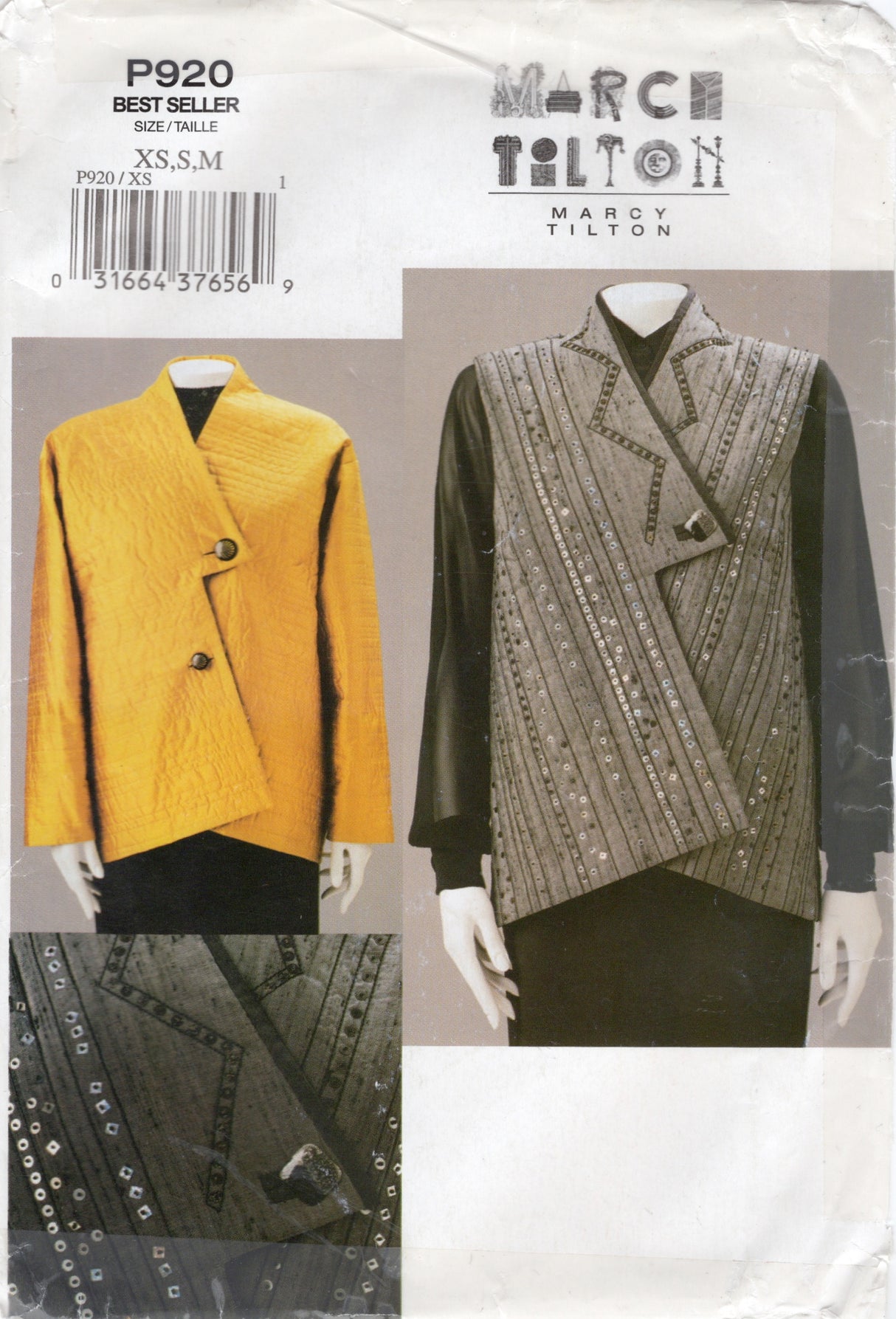 2000's Vogue Button up Asymmetrical Jacket Pattern - Marcy Tilton - Bust 30.5-36" - No. P920