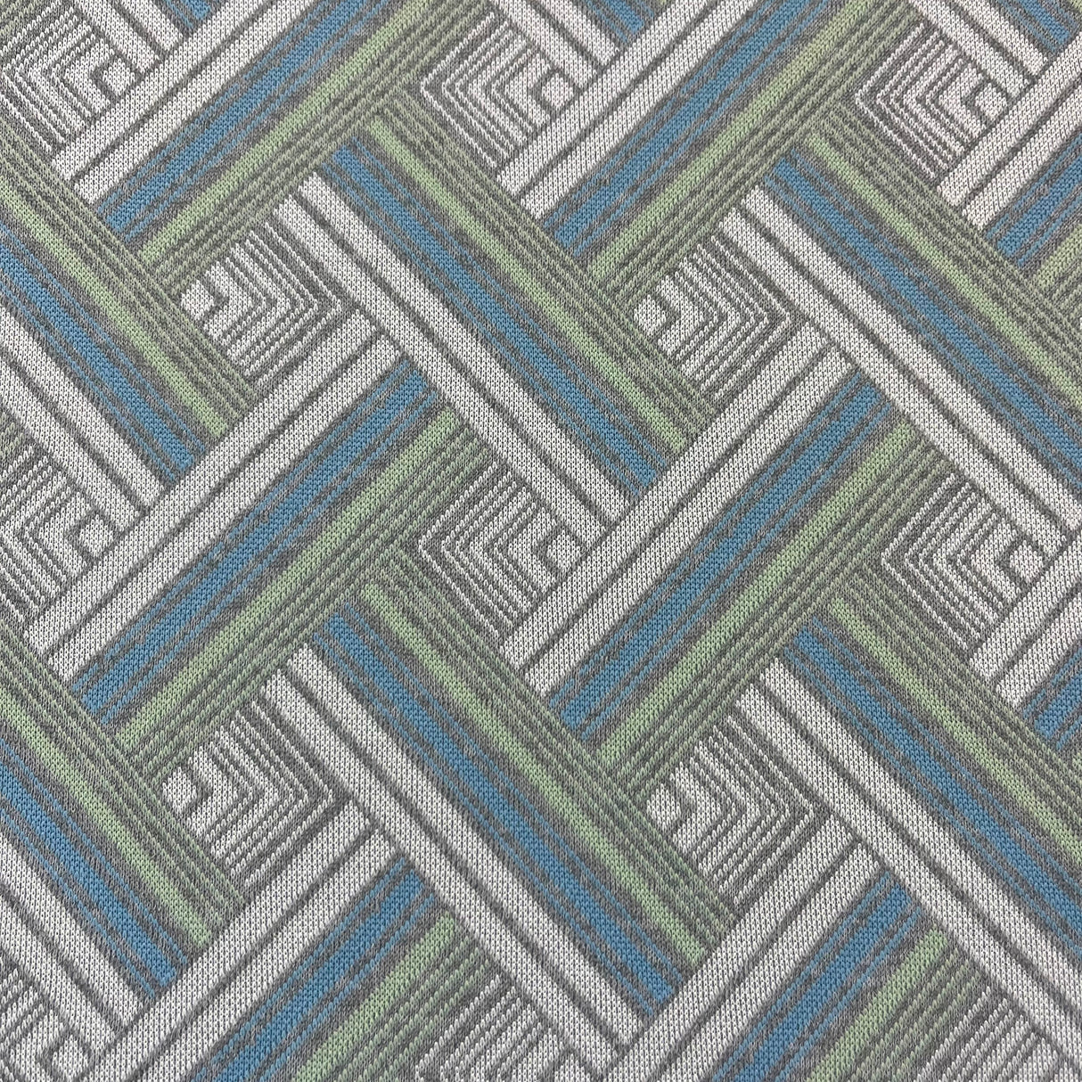 1970’s Blue Green Grey Polyester Double Knit Fabric - BTY