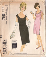 1960's McCall's Sheath Dress Pattern with Ruffle Accent - Bust 32-34" - No. 7963