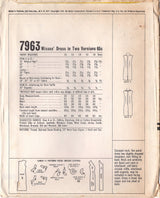 1960's McCall's Sheath Dress Pattern with Ruffle Accent - Bust 32-34" - No. 7963