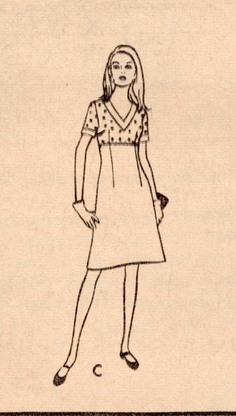 1960's McCall's Empire Waist Sheath Dress pattern - Bust 36" - No. 8630