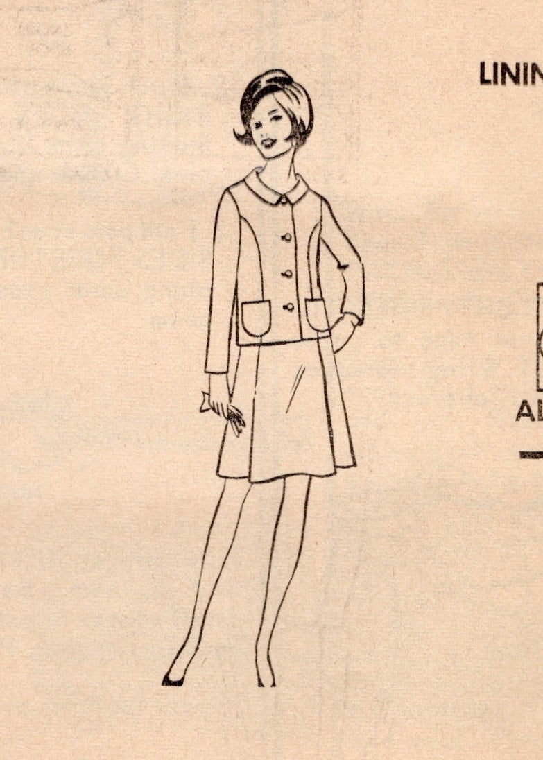 1960's McCall's Princess Line Suit Dress pattern - Bust 36" - No. 8621