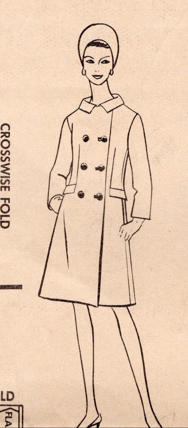 1960's McCall's Double Breasted Coat pattern - Bust 36" - No. 8163