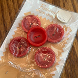 1960’s Fashion-Tone Plastic Buttons - Red - 1 1/8" -  on card