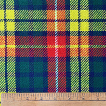 1970's Red, Yellow and Navy Plaid Woven Backed Acrylic Fabric- BTY