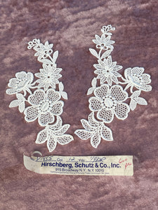 1970’s Floral Appliqué, set of 2 - Hirschberg, Schutz & Co - White color - deadstock - No. 1855