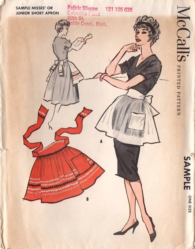 1950's McCall's Half Apron Pattern - OS - Sample