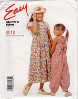 1990's McCall's Child's Loose Fitting Jumper and Jumpsuit Pattern - Chest 26-32" - No. 8018