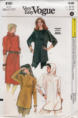 1980's Vogue Pullover Top or Dress with optional hood collar - Bust 40-44" - No. 8161