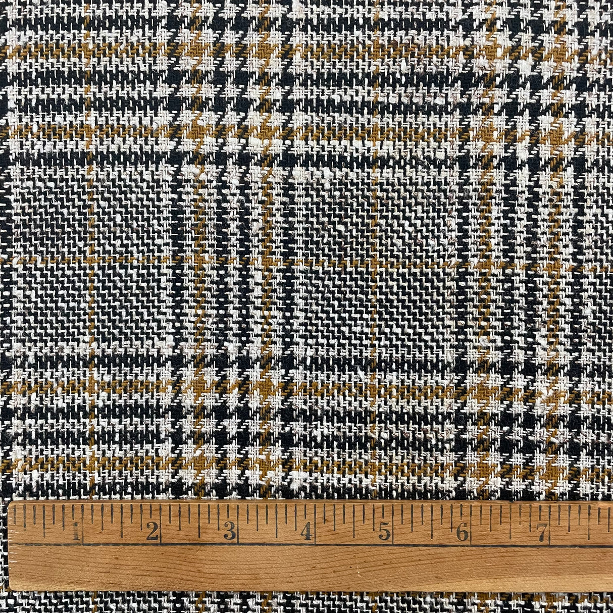 1970's Brown and Black Plaid Rayon Blend Bonded Fabric- BTY