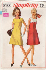 1960's Simplicity One Piece A Line Dress with Large Scallop Yoke - Bust 36" - No. 8138