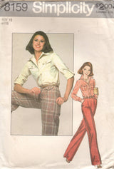 1970's Simplicity Button up Shirt and Wide-Leg Pants - Bust 34" - No. 8159