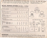 1950's McCall Child's One Piece Dress with Bow Tie Back Pattern - Sz 6 - Chest 24" - No. 8161