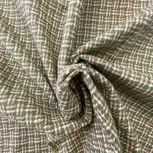 1970’s Avocado and Tan Plaid Woven Backed Acrylic Fabric- BTY