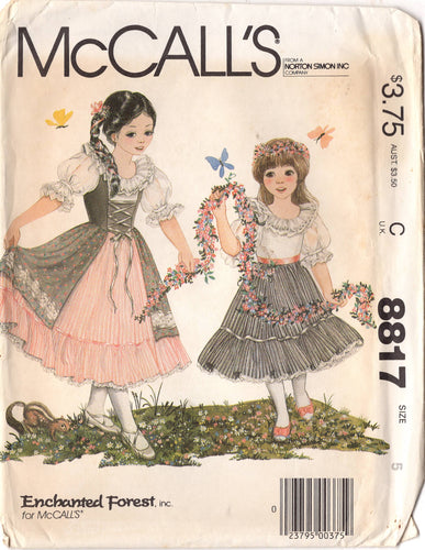 1980's McCall's Girl's Dress, Pinafore, and Petticoat - Size 5 - Chest 24