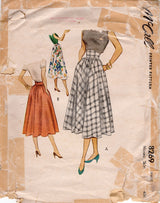 1950's McCall Flared Skirt Pattern with Straight or Raised Waistband - Waist 28" - no. 8269