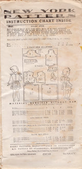 1940's New York Girl's One Piece Dress with Peter Pan Collar or Round or Square Neckline - Breast 23" - No. 1841