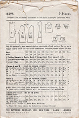 1940's Butterick Swagger Coat Pattern - Bust 32" - No. 8395