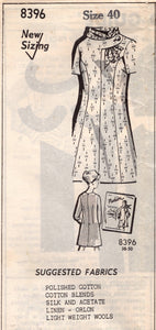 1960's Mail Order Princess Line Dress Pattern with Accent Tab - Bust 44" - No. 8396