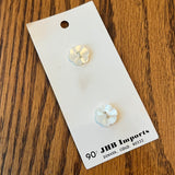 1970’s JHB White Flower Mother of Pearl Buttons - White - Set of 2 - Size 1/2" -  on card