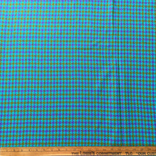 1970’s Blue, Purple and Avocado Houndstooth Acrylic Backed Fabric - BTY