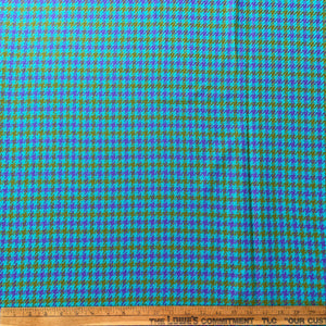 1970’s Blue, Purple and Avocado Houndstooth Acrylic Backed Fabric - BTY