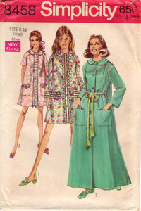 1960's Simplicity Robe pattern in Two Lengths - Bust 31.5-32.5" - No. 8458