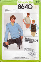 1970's Simplicity Men's Pullover Cardigan or Sweater Vest Pattern - Chest 40-44" - No. 8640