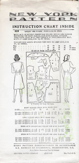 1940's New York Button Up Dress with or without Convertible Collar - Bust 30-36" - No. 858