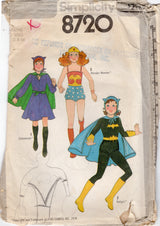 1970's Simplicity Child's Batgirl, Catwoman and Wonder Woman Costume- Chest 30-32" - No. 8720