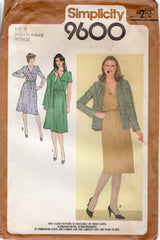 1980's Simplicity Pullover Surplice Bodice Dress and Jacket Pattern - Bust 44-50" - No. 9600