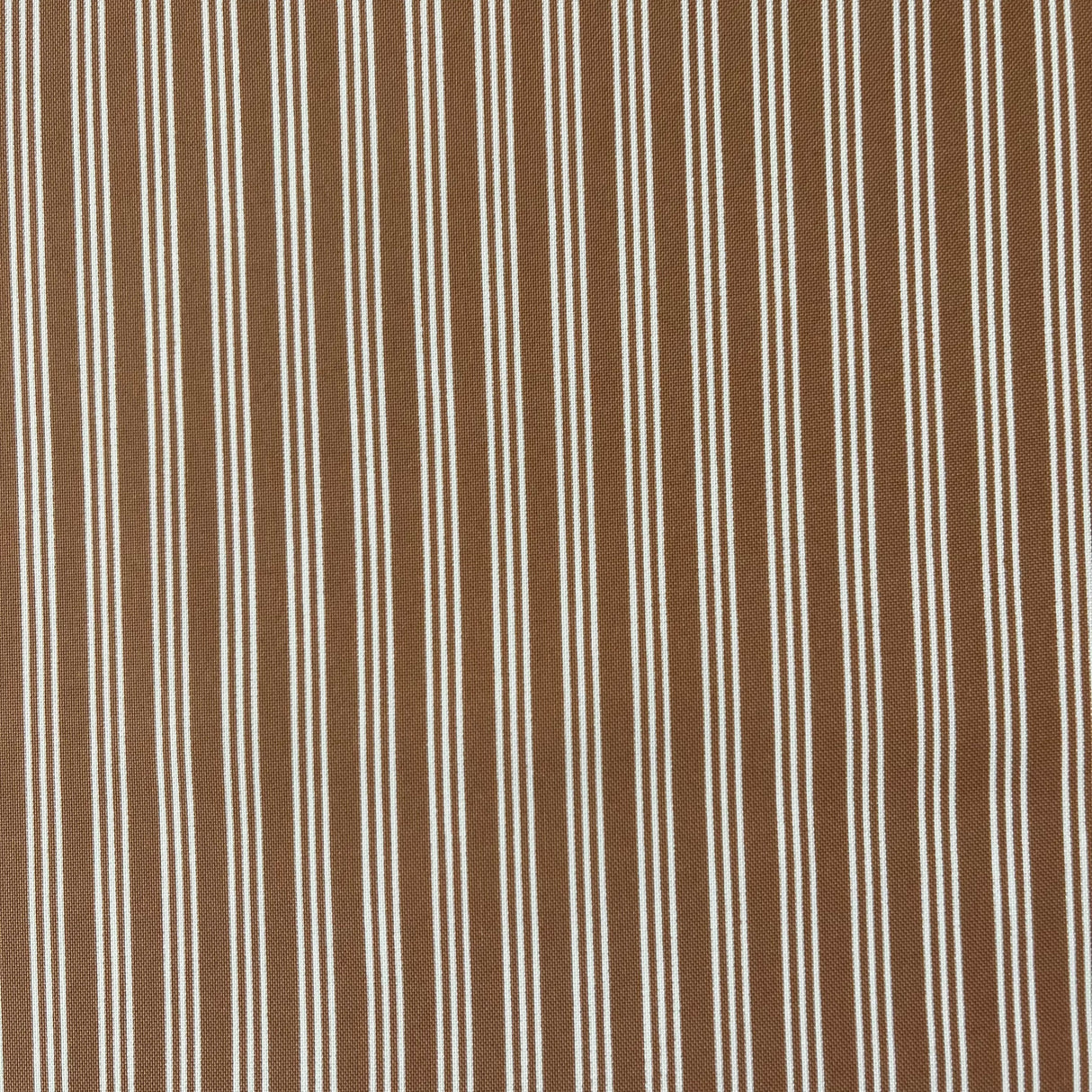 1970’s Burlington Klopman Poplino Brown and White Stripe Dacron Poly Fabric - BTY