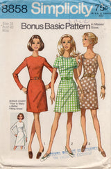 1970's Simplicity Basic Dress Pattern - Bust 40" - No. 8858