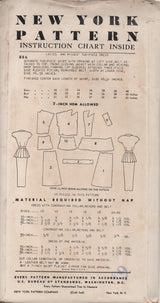 1940's New York Two Piece Peplum Dress Pattern - MYSTERY - No. 886