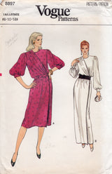 1980's Vogue Loose-Fitting A-Line Wrap Dress Pattern - Bust 31.5-34" - No. 8897