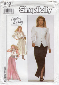 1980's Simplicity High Waisted Pants, and Gathered or Pencil Skirt - Waist 28" - No. 8934
