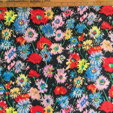 1970’s Black with Multi color floral Fabric - BTY