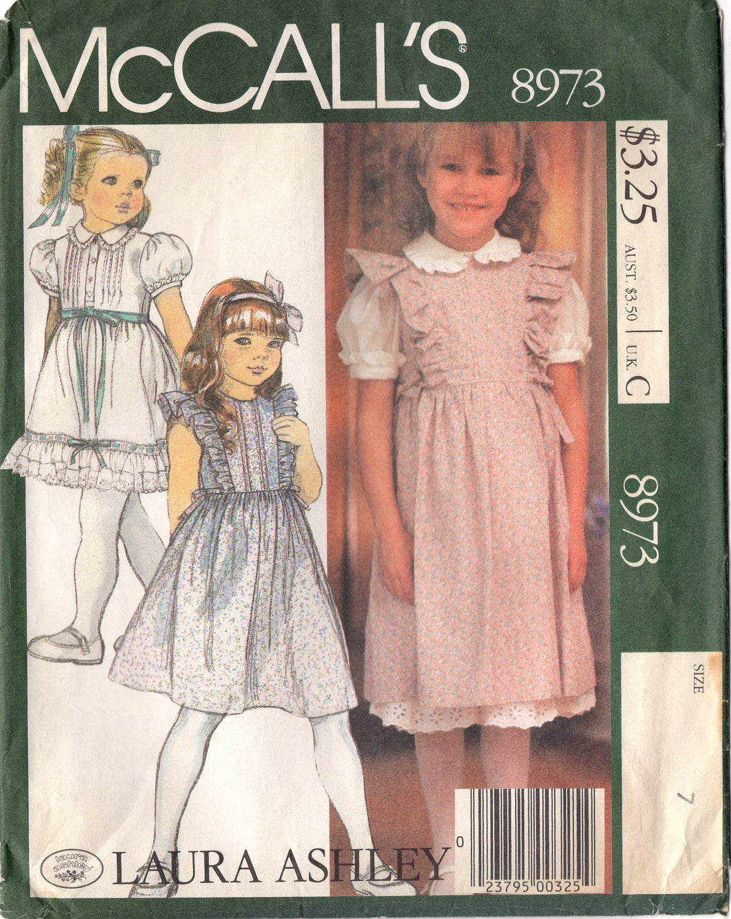 1980's McCall's Laura Ashley Child and Girl's Jumper, Blouse, and Petticoat or Skirt - Size 7 - Breast 26
