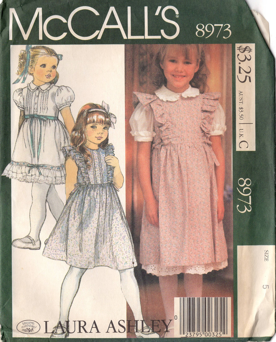 1980's McCall's Laura Ashley Child and Girl's Jumper, Blouse, and Petticoat or Skirt - Size 5 - Breast 24