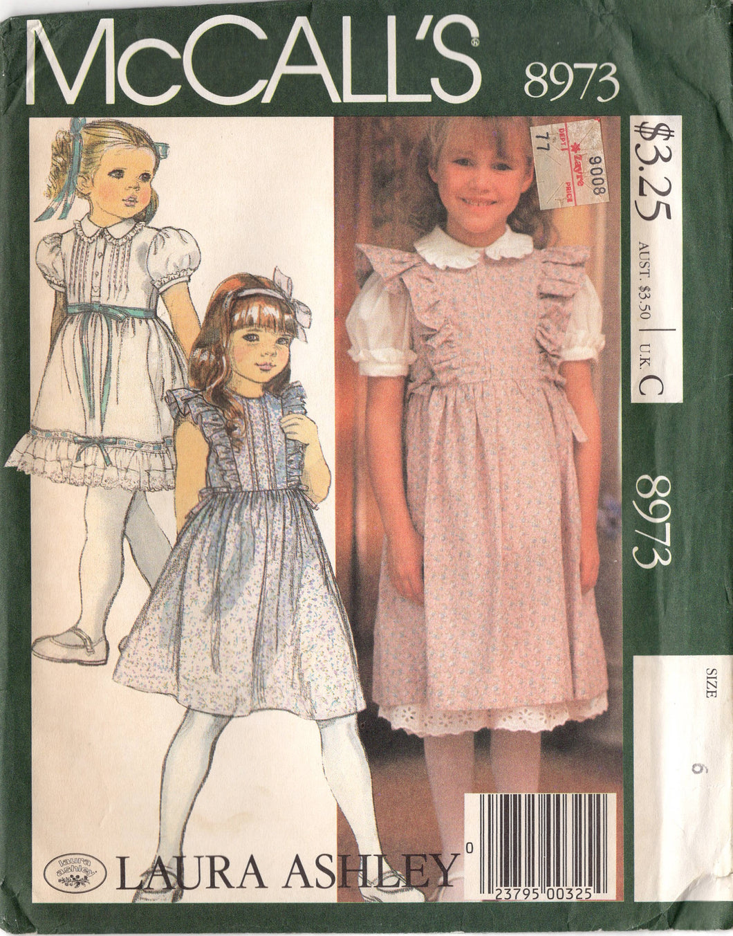 1980's McCall's Laura Ashley Child and Girl's Jumper, Blouse, and Petticoat or Skirt - Size 6 - Breast 25