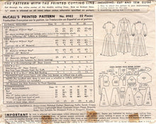 1950's McCall's Zip Front Fit and Flare Dress pattern with 4 sleeve styles - Bust 32" - No. 8982