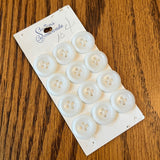 1960’s Buttons by Schwanda Plastic Buttons - White - Set of 12 - 5/8" -  on card