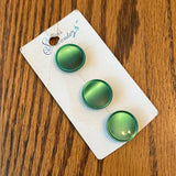 1960’s Buttons by Schwanda Plastic Shank Buttons - Green - Set of 3 - 3/4" -  on card