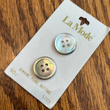 1960’s La Mode Pearl Buttons - Grey/White - Set of 2 - Size 29 - 3/4" -  on card